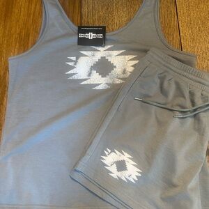 Rowdy Crowd Gray Aztec Tank & Shorts Set With Pockets